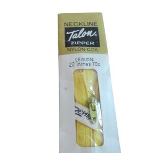 VINTAGE TALON 1960s Zephyr Metal Zipper in Lemon Yellow Retro Hippie NWT